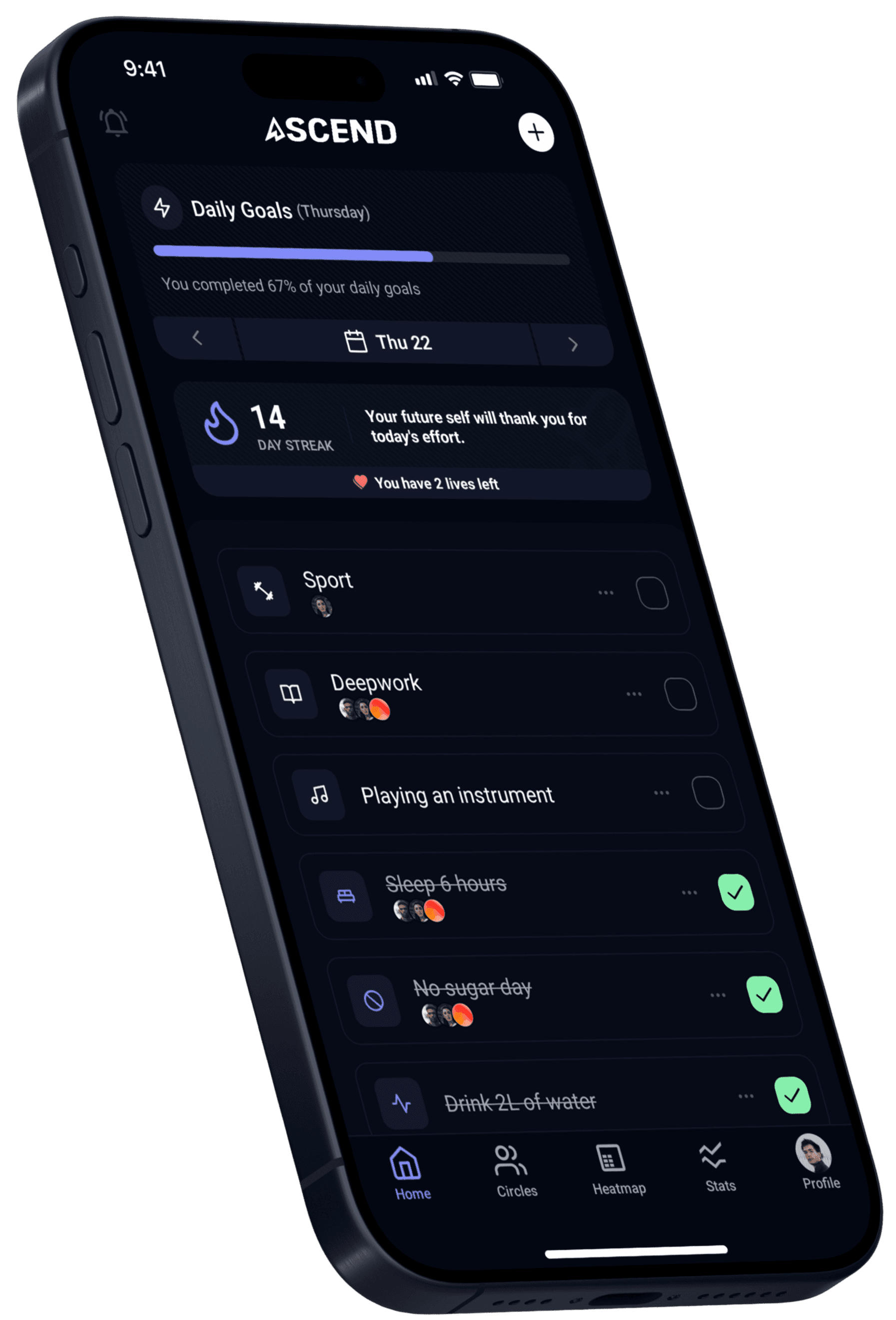 Ascend app — habit tracking interface