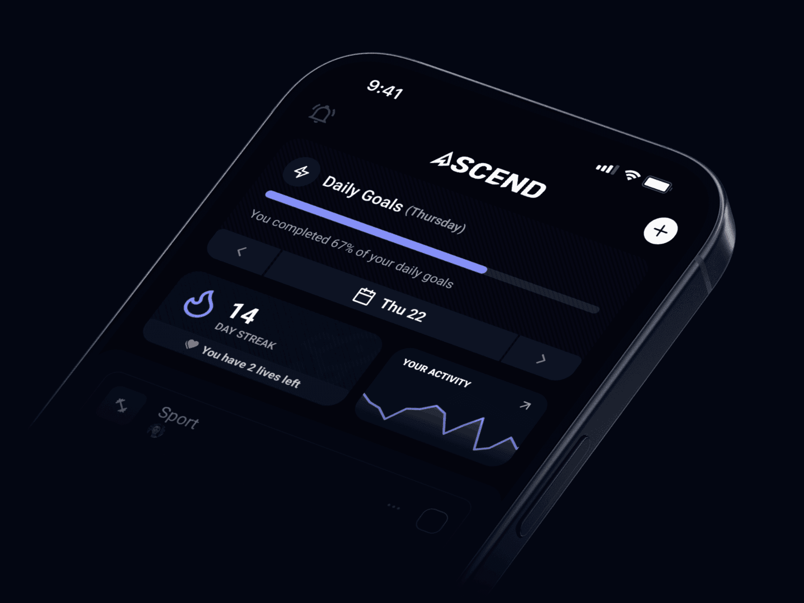 Ascend app — habit list and daily progress overview